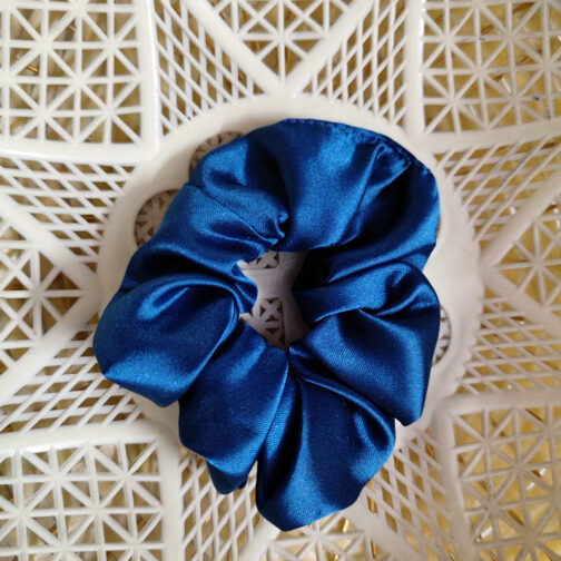 Blue Satin Scrunchie