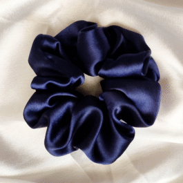 Navy Blue Satin Scrunchie