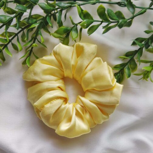 Lemon Yellow Satin Scrunchie