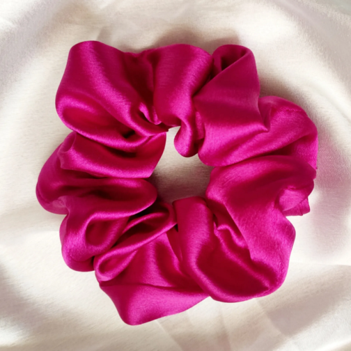 Magenta Satin Scrunchie