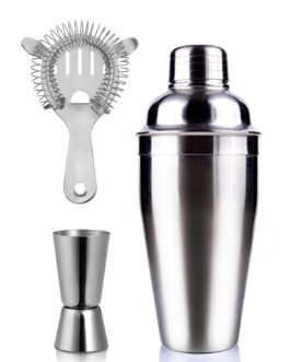 Cocktail Shaker with Peg measure and Strainer