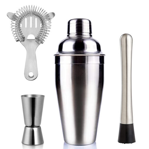 Cocktail Shaker and 3 pc Bar tools set