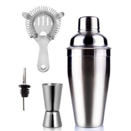 Cocktail Shaker and Bar Tools Set of 4 pc