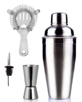 Cocktail Shaker and Bar Tools Set of 4 pc