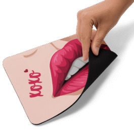 Red Illustrated Lip Mouse Pad