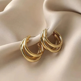 Triple Layer Gold Hoop