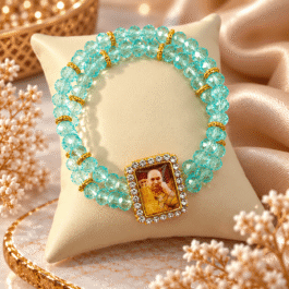 Guruji Blessings Bracelet – Aqua Crystal Grace