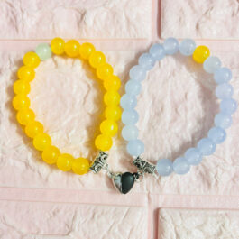 Magnetic Heart Bracelet Set – Vibrant Yellow and Cool Blue Beaded