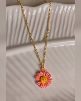 Pink Daisy Pendant Necklace