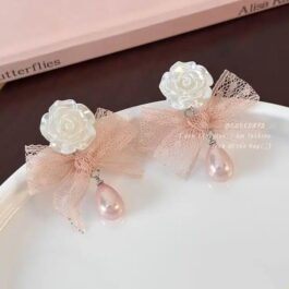 Elegant Rose Pearl Drop Earrings