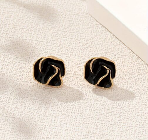 Classic Black Rose Stud Earrings - Image 3