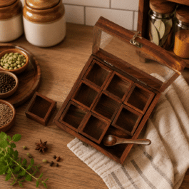 Spice Box – 9 Square Containers with a Spoon