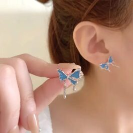 Blue Butterfly Bow Earrings