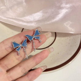 Blue Butterfly Bow Earrings