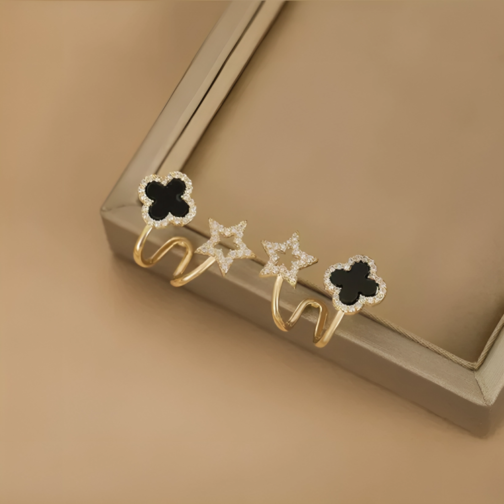 Elegant Star & Clover Earrings - Image 2
