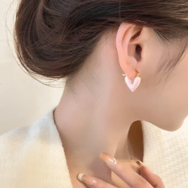 Pink Heart Hoop Earrings