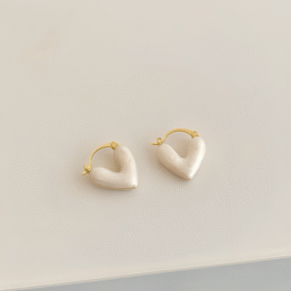 Heart-Shaped Pearl Hoop Earrings