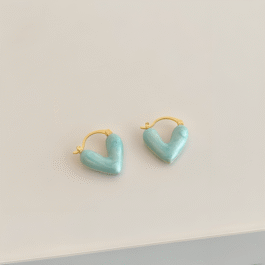 Aqua Heart-Shaped Hoop Earrings
