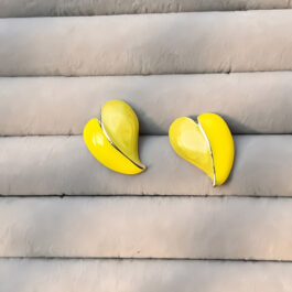 Yellow Leaf-Shaped Stud Earrings