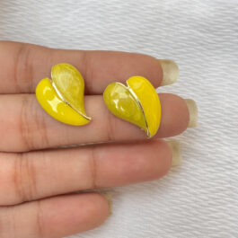 Yellow Leaf-Shaped Stud Earrings