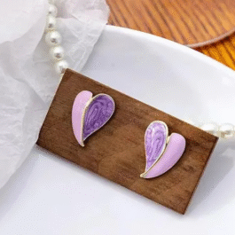 Dual-Tone Purple Leaf-Shaped Stud Earrings