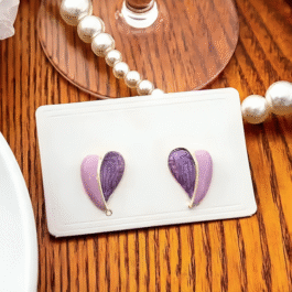 Dual-Tone Purple Leaf-Shaped Stud Earrings