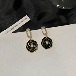 Black Rose Drop Earrings