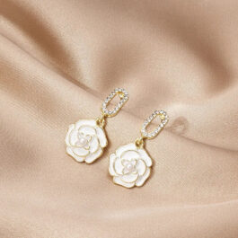 White Floral Drop Earrings