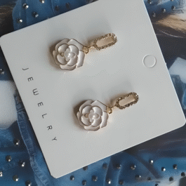 White Floral Drop Earrings