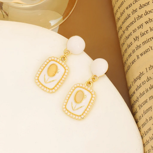 Gold Floral Drop Earrings