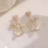 Elegant Bunny Pearl Earrings - Image 2