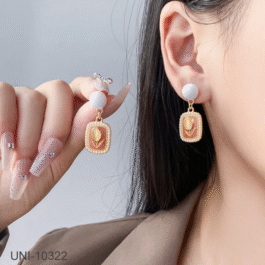 Coral Enamel Floral Drop Earrings