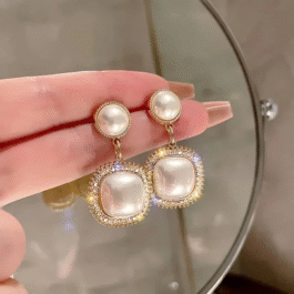 Square Pearl Drop Earrings