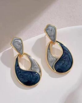 Dual-Tone Abstract Drop Earrings