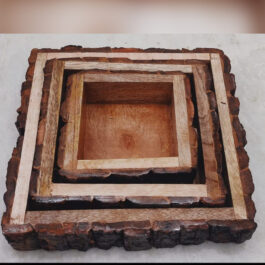 Handcrafted Sheesham Wood Tray Set of 3