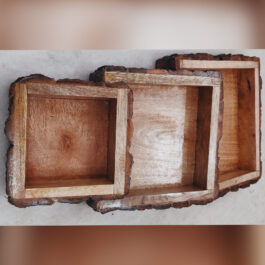 Handcrafted Sheesham Wood Tray Set of 3