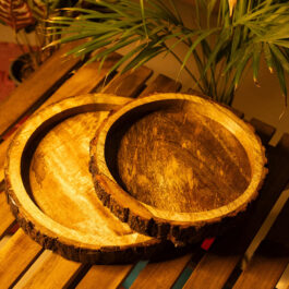 Wooden Bark Serving Trays (Set of 2)
