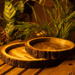 Wooden Bark Serving Trays (Set of 2)