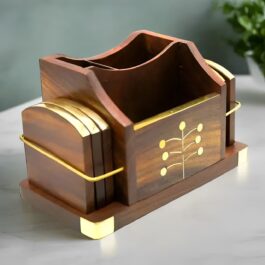 Handcrafted Sheesham Wood Coaster Set of 6