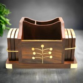 Handcrafted Sheesham Wood Coaster Set of 6