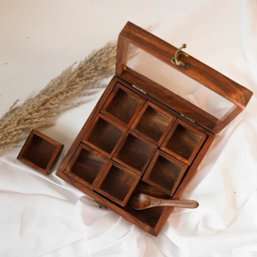 Spice Box - 9 Square Containers with a Spoon - Image 2