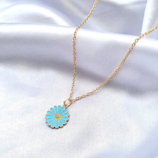 Blue Daisy Golden Pendant