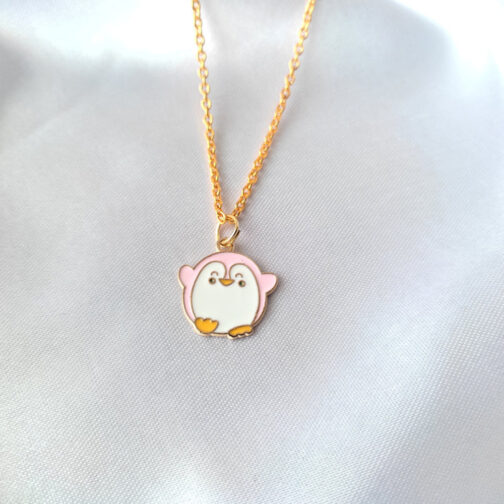 Pink Penguin Golden Pendant