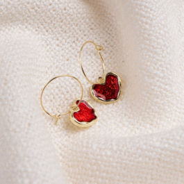 Stylish Red Heart Hoop Earrings
