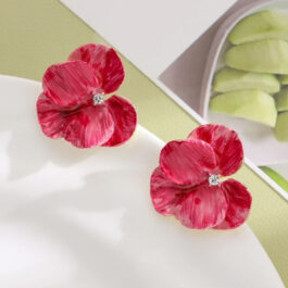 Stylish Pink Floral Stud Earrings