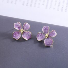 Purple Floral Stud Earrings