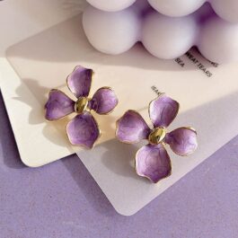 Purple Floral Stud Earrings