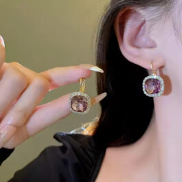 Luxury Rose Pink Crystal Earrings
