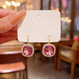 Luxury Rose Pink Crystal Earrings