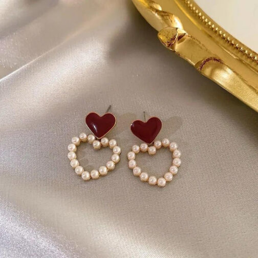 Sweetheart Pearl Hoop Earrings - Image 2
